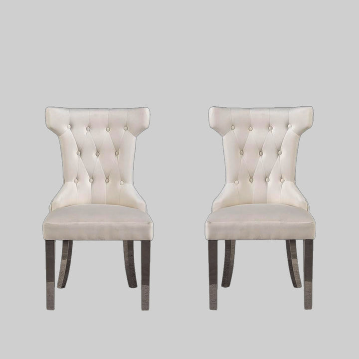 Rosalee Dining Chair With Chrome Finish (Set of 2) | Available in Beige, Blue & Black Colors