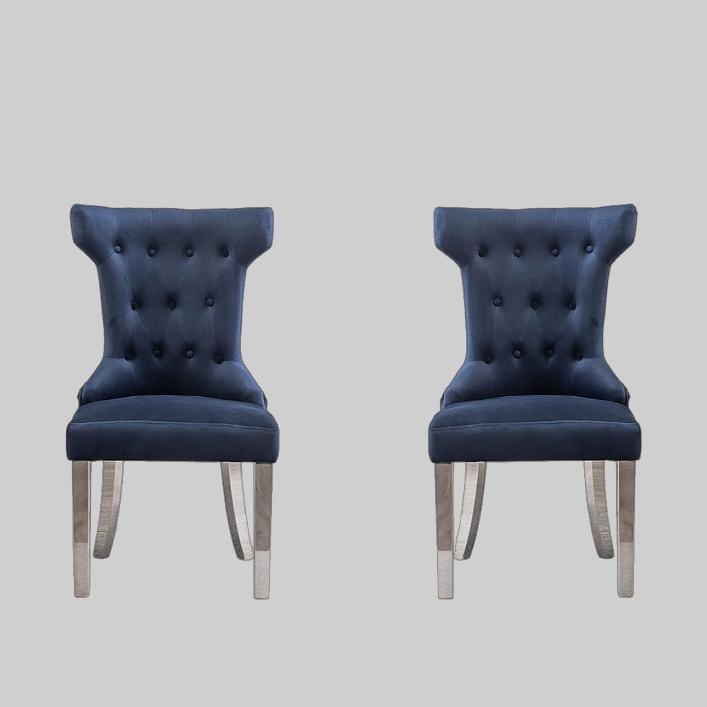 Rosalee Dining Chair With Chrome Finish (Set of 2) | Available in Beige, Blue & Black Colors