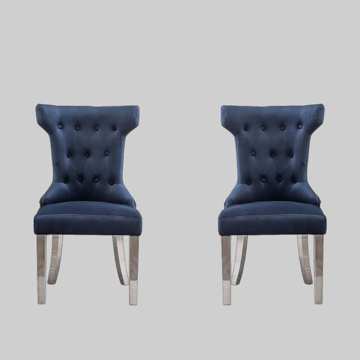 Rosalee Dining Chair With Chrome Finish (Set of 2) | Available in Beige, Blue & Black Colors
