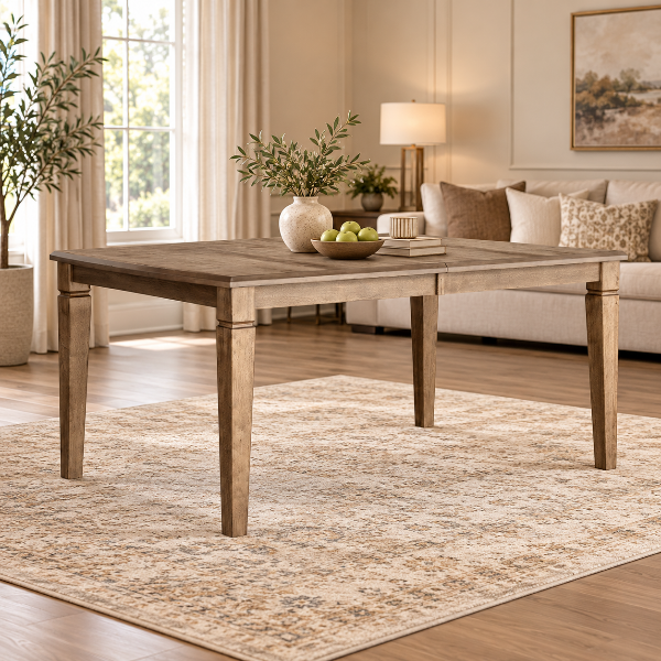 Pearl Solid Wooden Walnut Dining Table With Extension Leaf