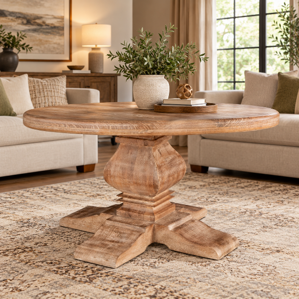 Blackham Solid Wooden Oak Dining Table With Pedestal Base