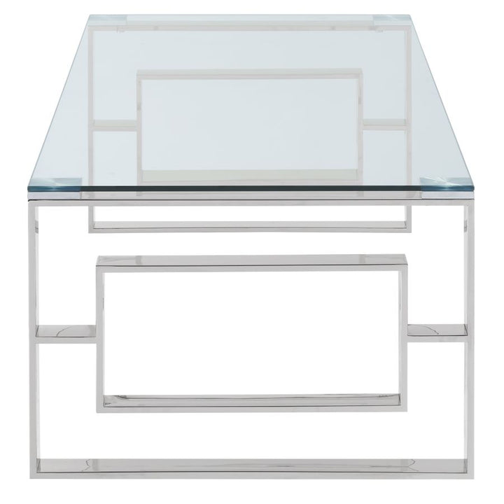 Jivin Tempered Glass Coffee Table With Silver Finish