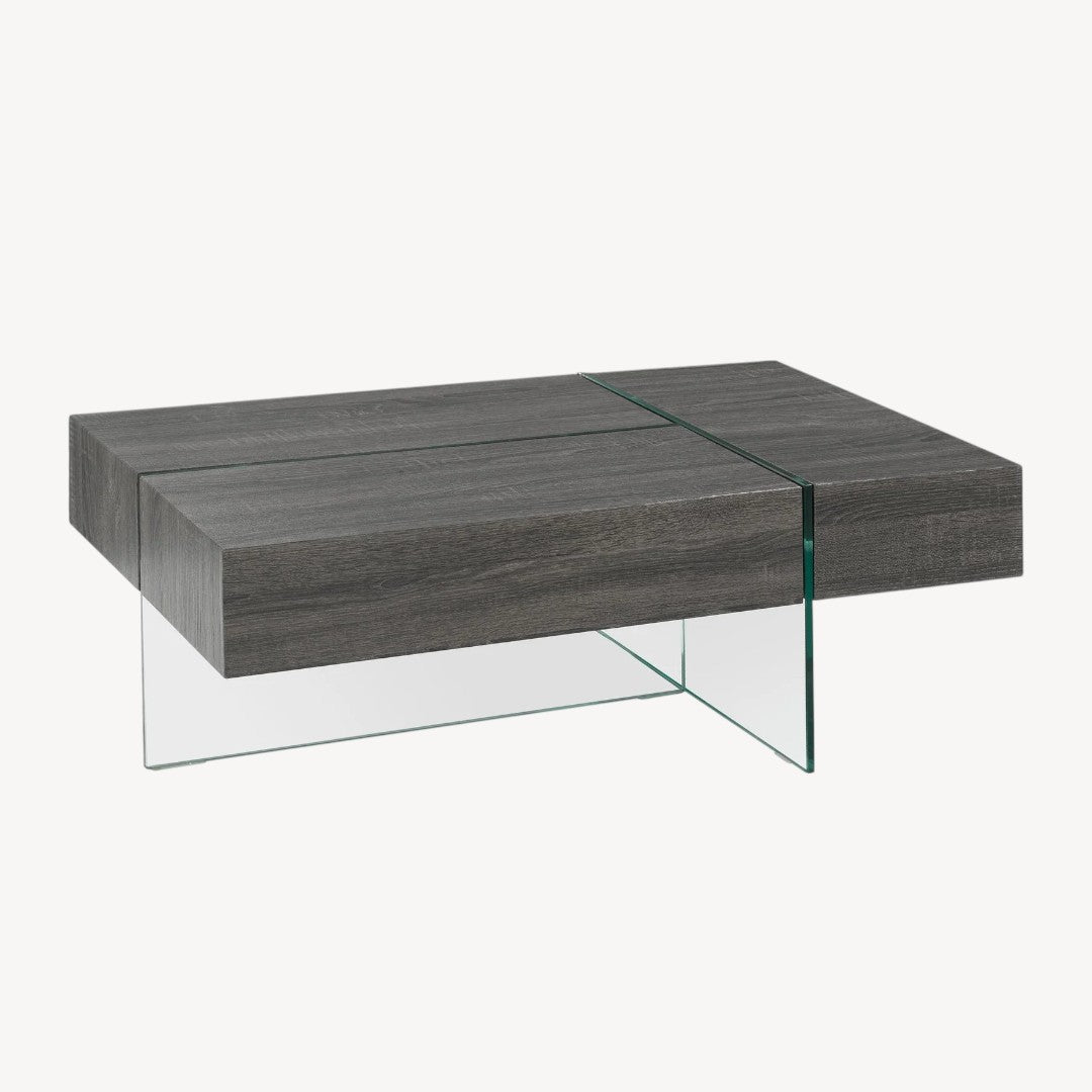 Caffora Coffee Table with Three-Sided Storage - Grey