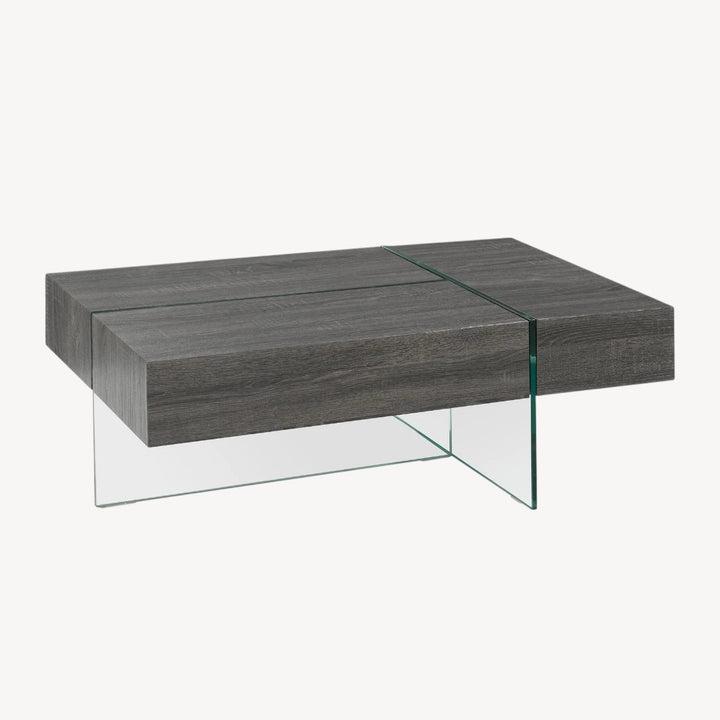 Caffora Coffee Table with Three-Sided Storage - Grey