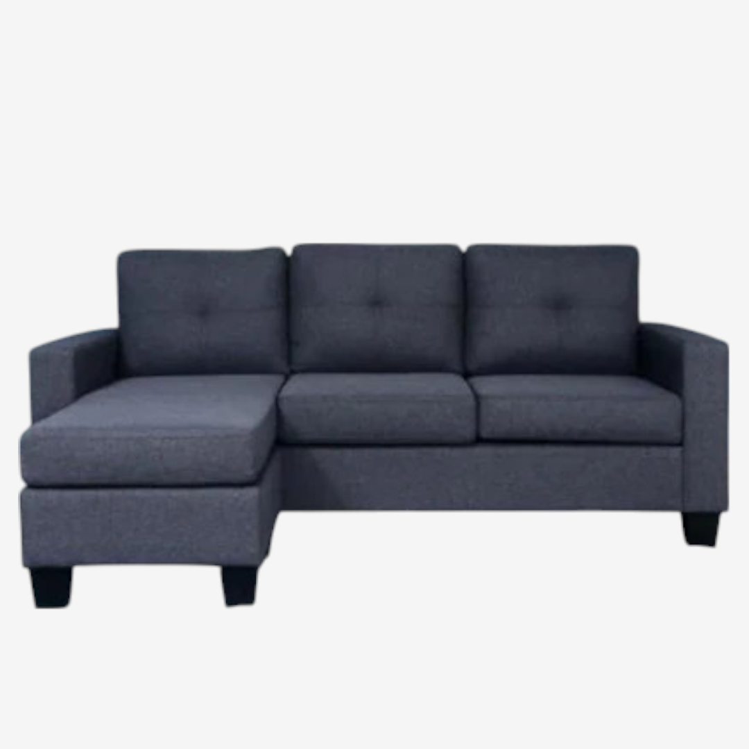 Emma Fabric Upholstered Sectional Sofa With Reversible Chaise - Grey