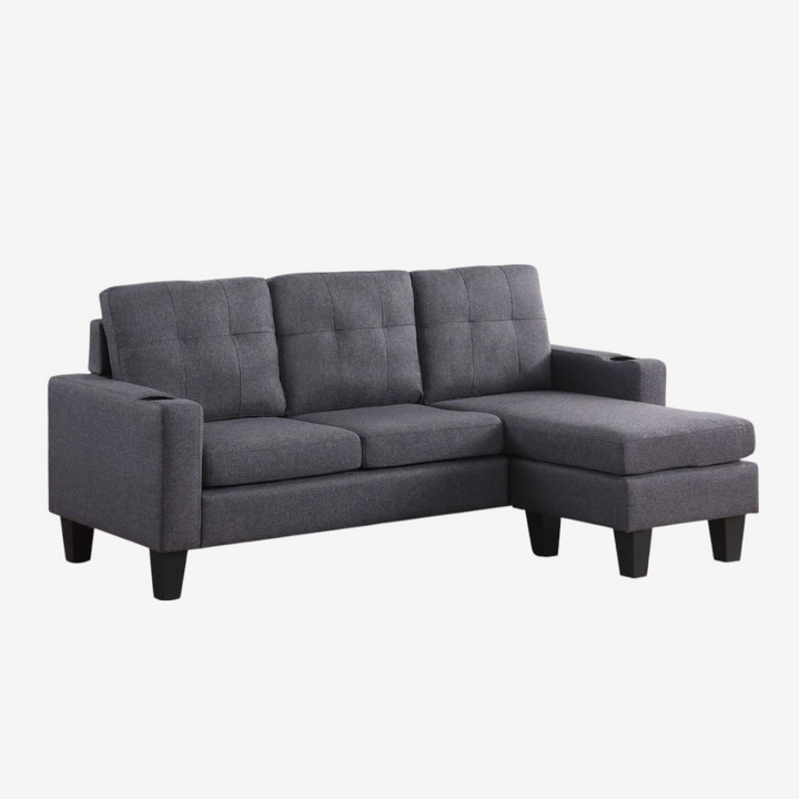 Ethan Fabric Upholstered Sectional Sofa With Reversible Chaise - Grey