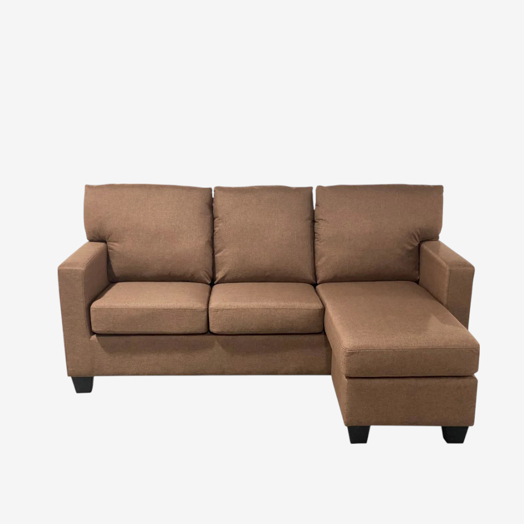 Ethan Fabric Upholstered Sectional Sofa With Reversible Chaise - Brown