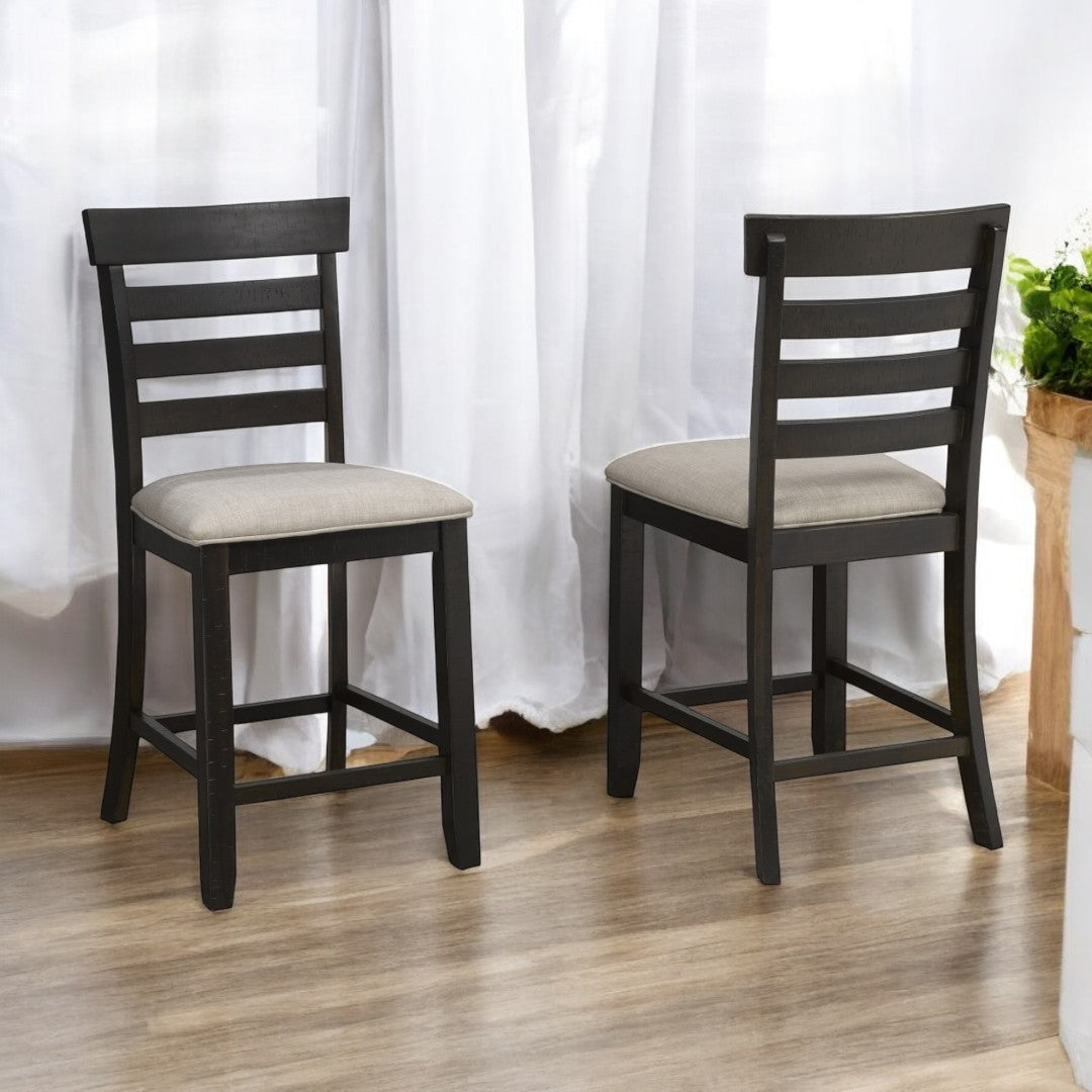 Classic Espresso Counter Stool – Set of 2 | Traditional Wooden Bar Chairs