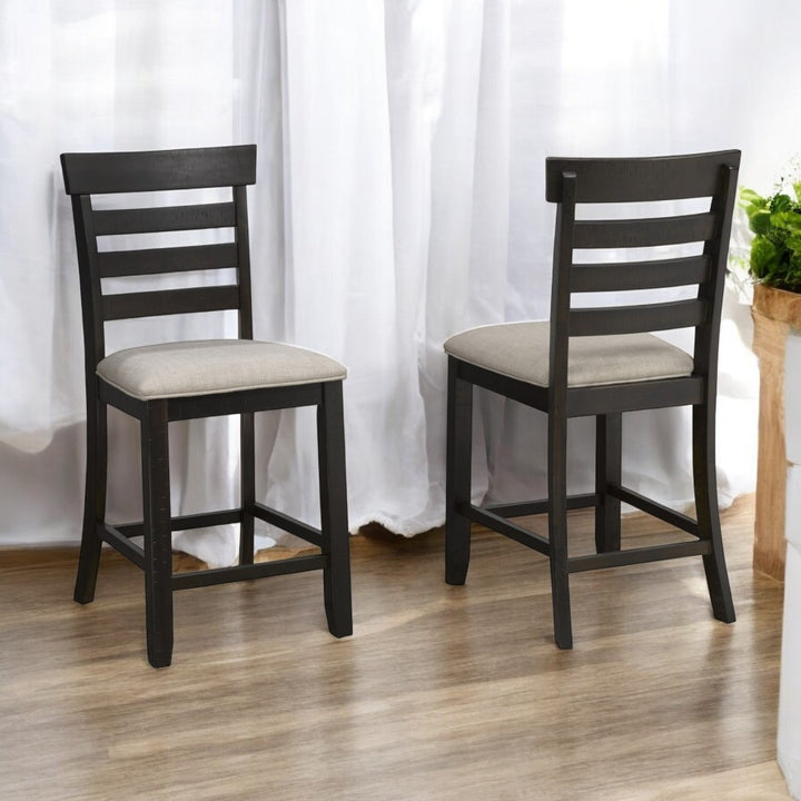 Classic Espresso Counter Stool – Set of 2 | Traditional Wooden Bar Chairs