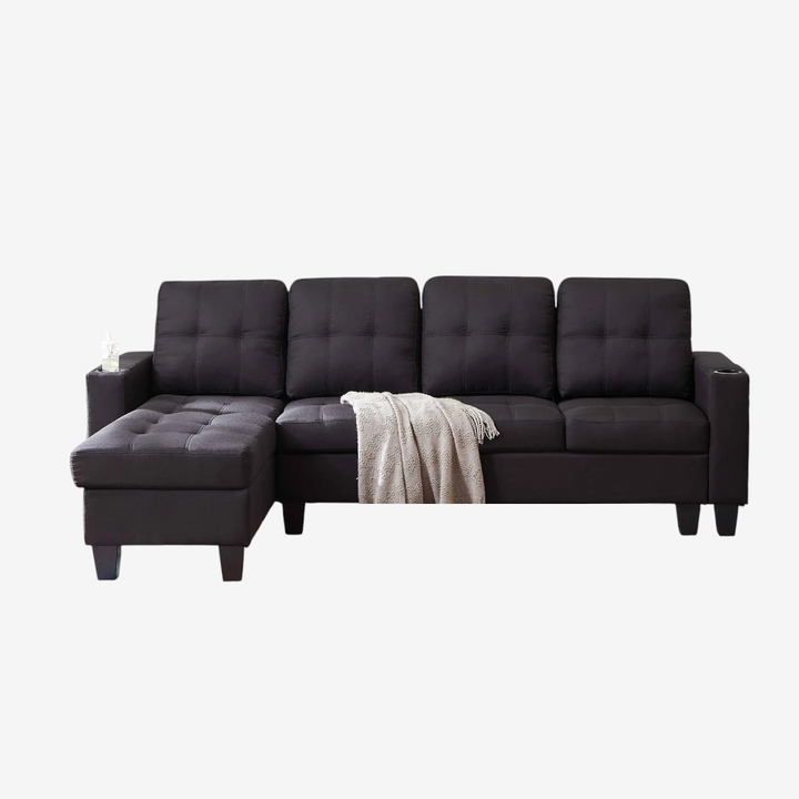 Cole Fabric Upholstered Sectional Sofa With Reversible Chaise - Charcoal