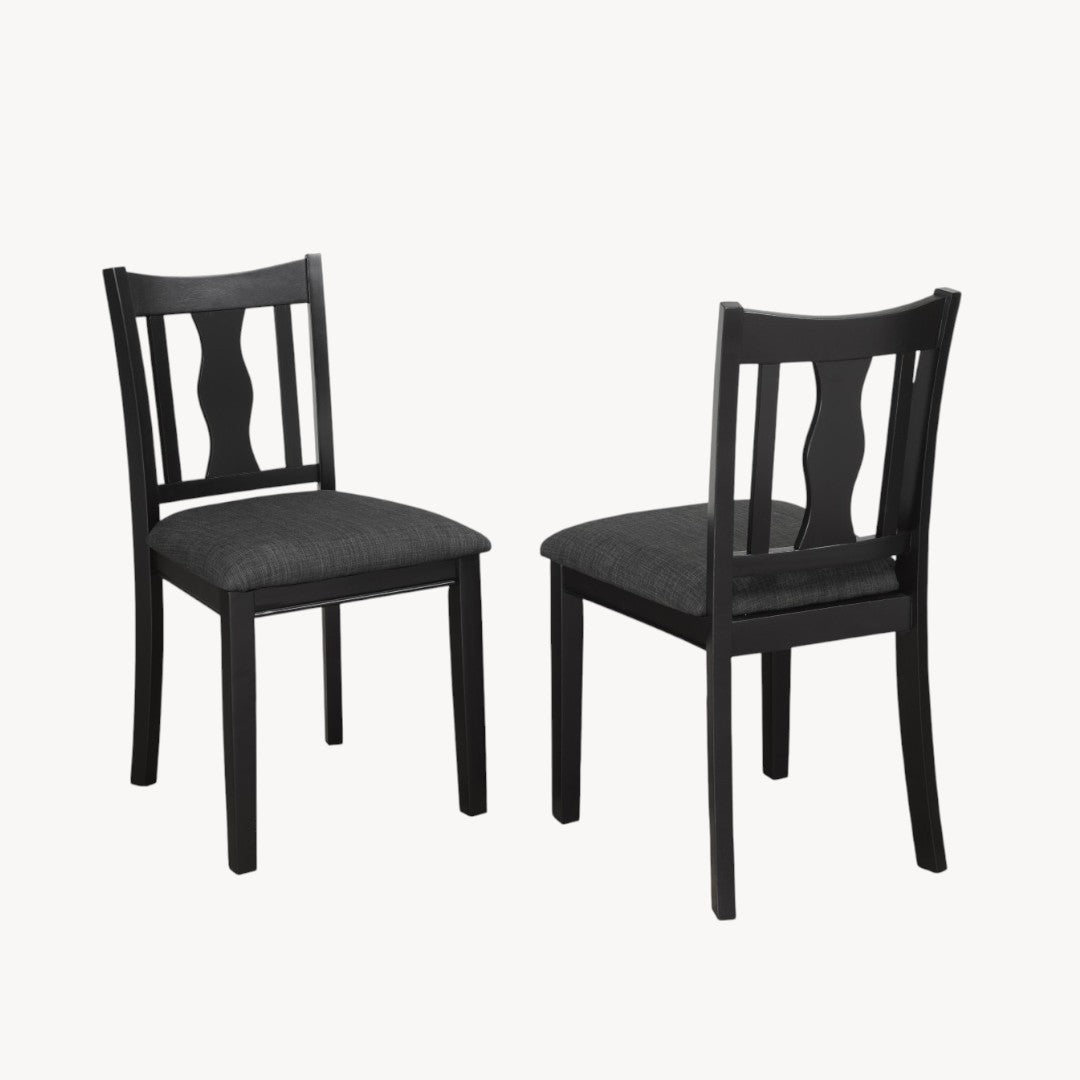 Lorin Wooden Dining Chair in Fabric Upholstery (Set of 2) - Dark Grey