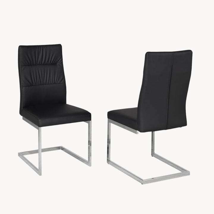 Savor Leatherette Dining Chair With Metal Frame (Set of 2) - Black