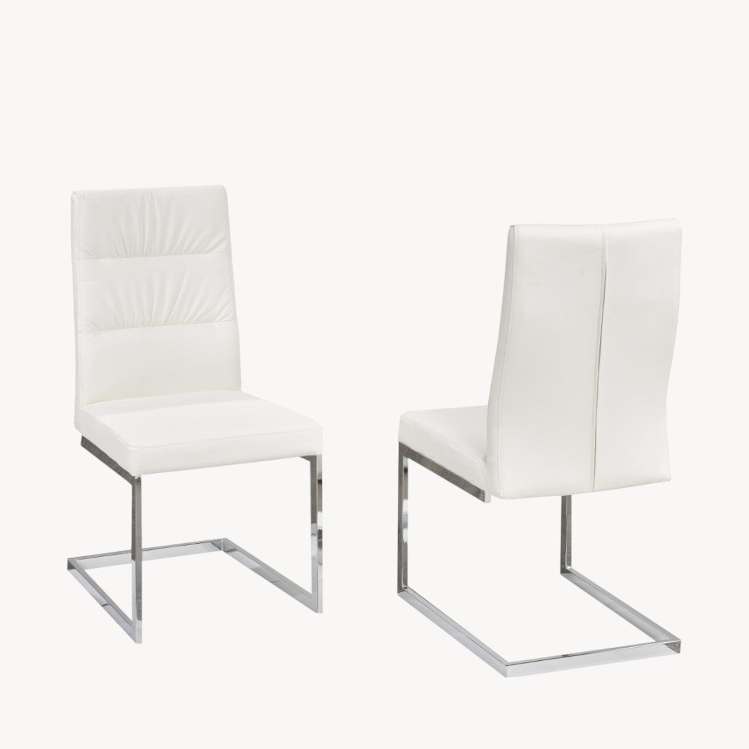 Savor Leatherette Dining Chair With Metal Frame (Set of 2) - White