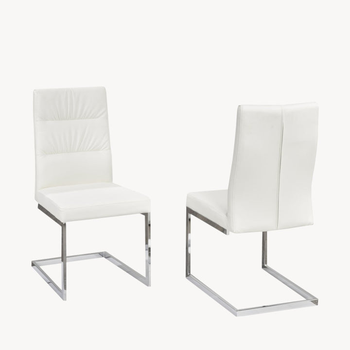 Savor Leatherette Dining Chair With Metal Frame (Set of 2) - White