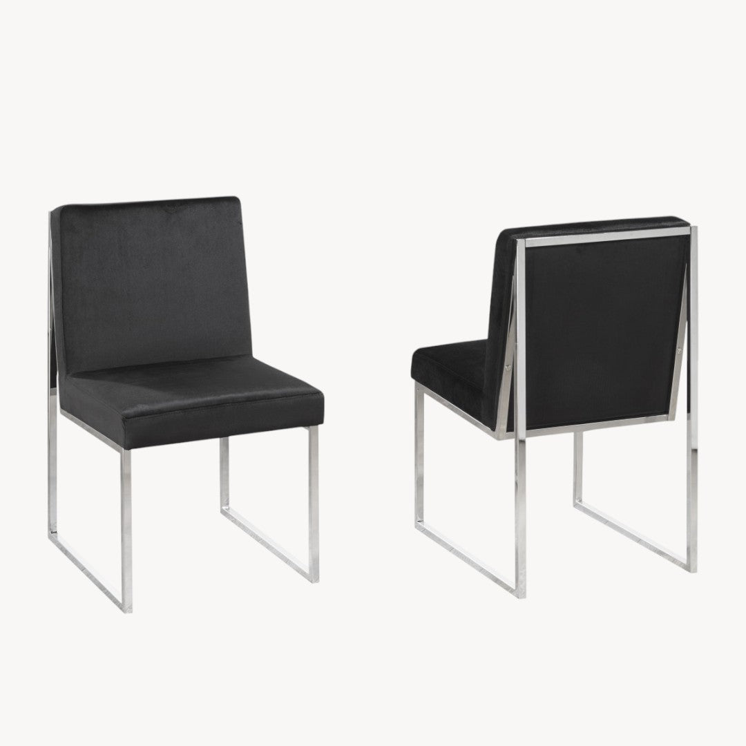 Melor Fabric Upholstered Dining Chair With Metal Frame (Set of 2) - Black