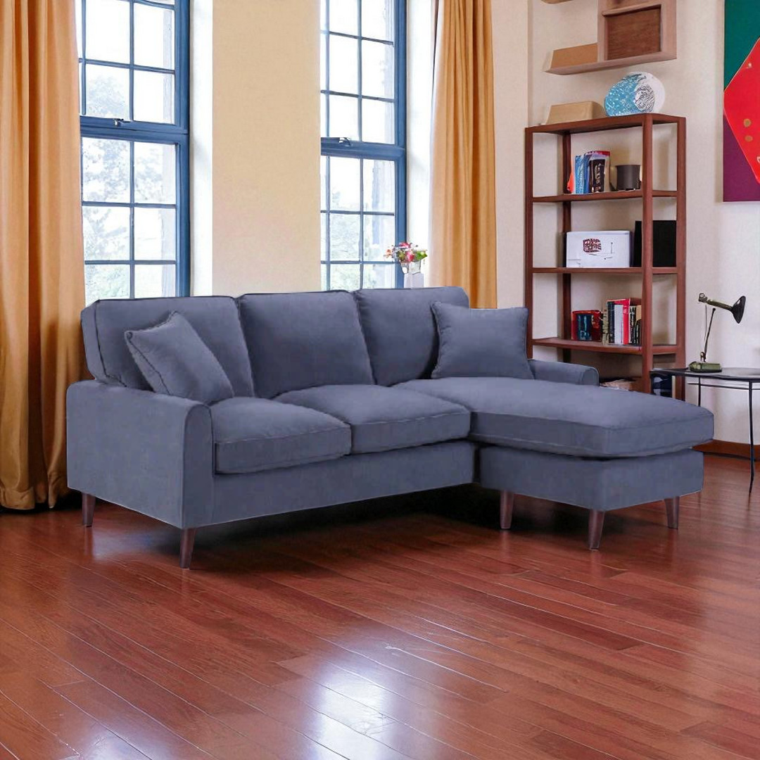 Amelia Fabric Upholstered Sectional Sofa With Reversible Chaise - Grey