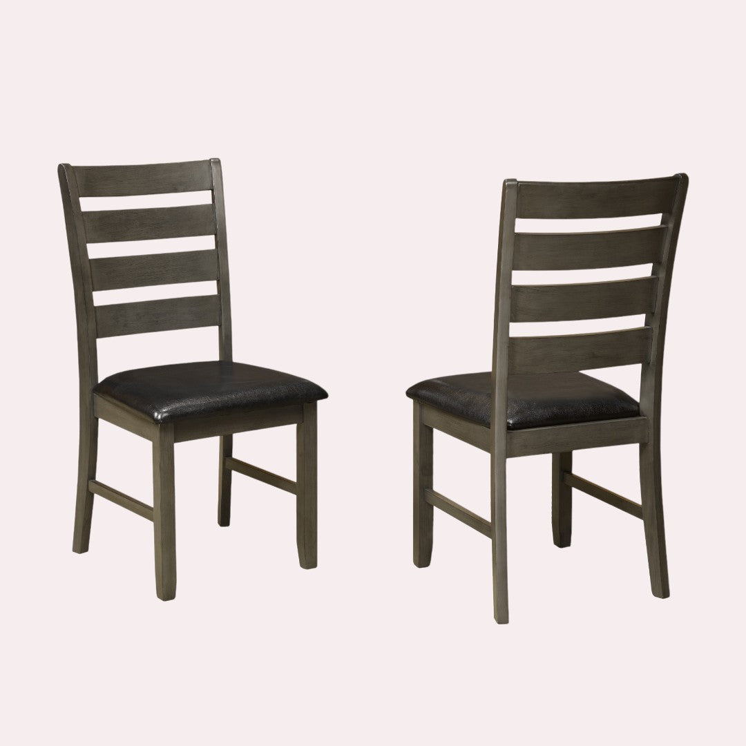 Mavik Wooden Dining Chair With Leathaire Upholstery (Set of 2) - Dark Grey