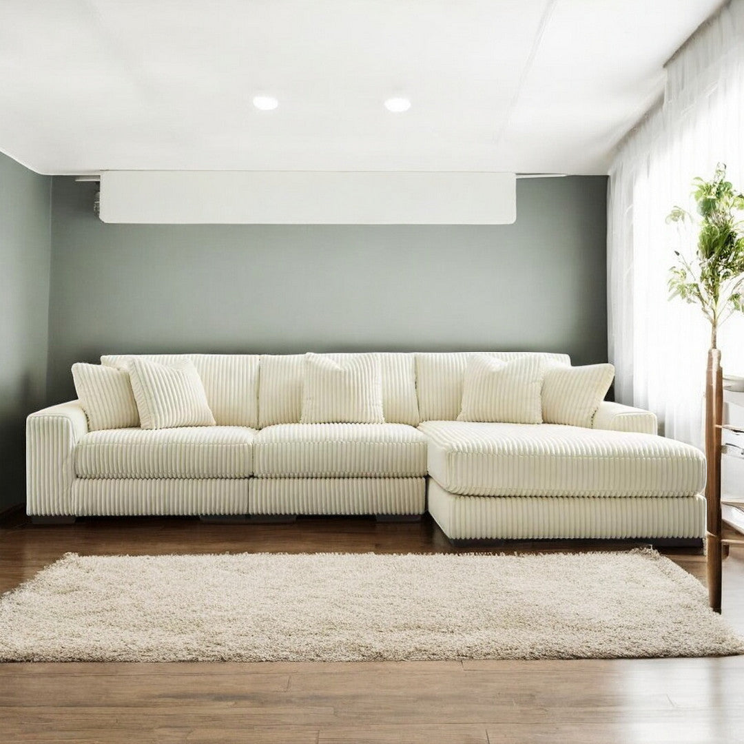 Drexon 3-Piece Sectional Sofa In Fabric Upholstery - Beige | Available In LHF/ RHF Configuration