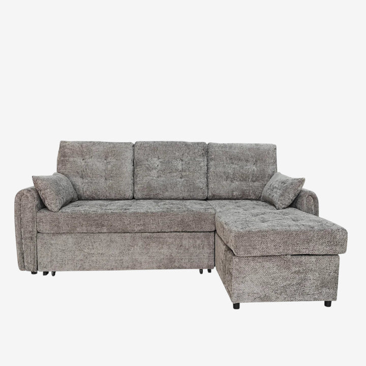 Céleste Fabric Upholstered Sectional Sofa Bed With Reversible Storage Chaise - Grey