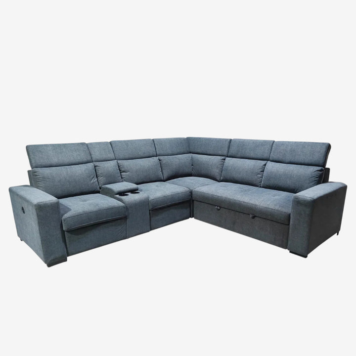 Jaxon 3-Piece Fabric Upholstered Sectional Sofa Bed - Grey