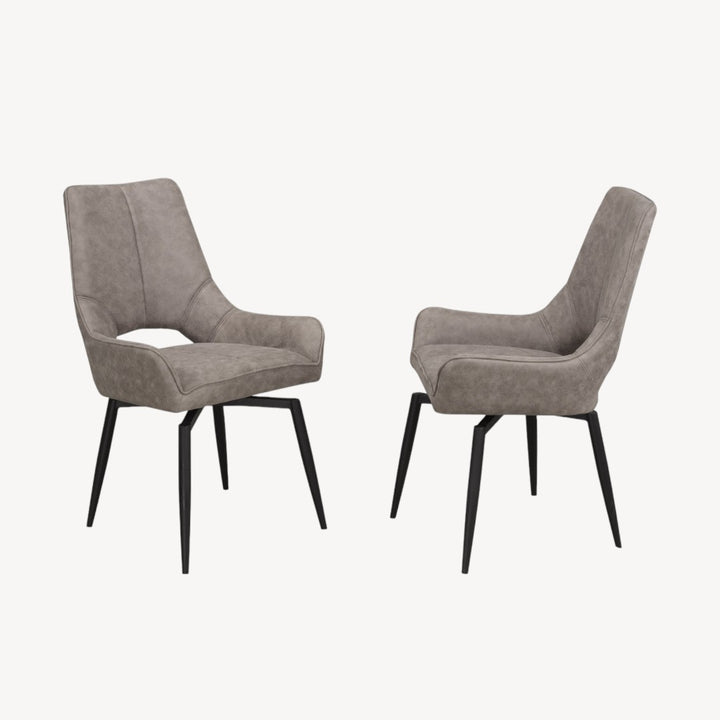 Halix Fabric Upholstered Dining Chair With Swivel Base (Set of 2) - Antique Grey