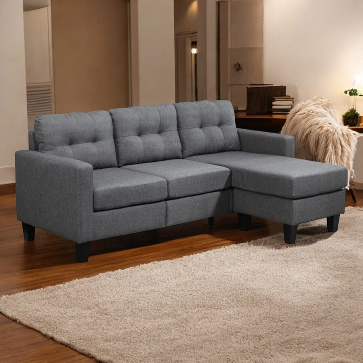 Mavrix Fabric Upholstered Sectional Sofa With Reversible Chaise - Grey