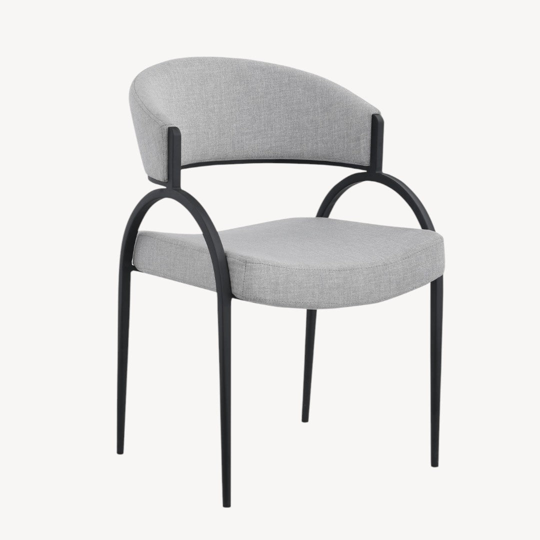 Havel Fabric Upholstered Dining Chair With Metal Frame (Set of 2) - Grey/ Black