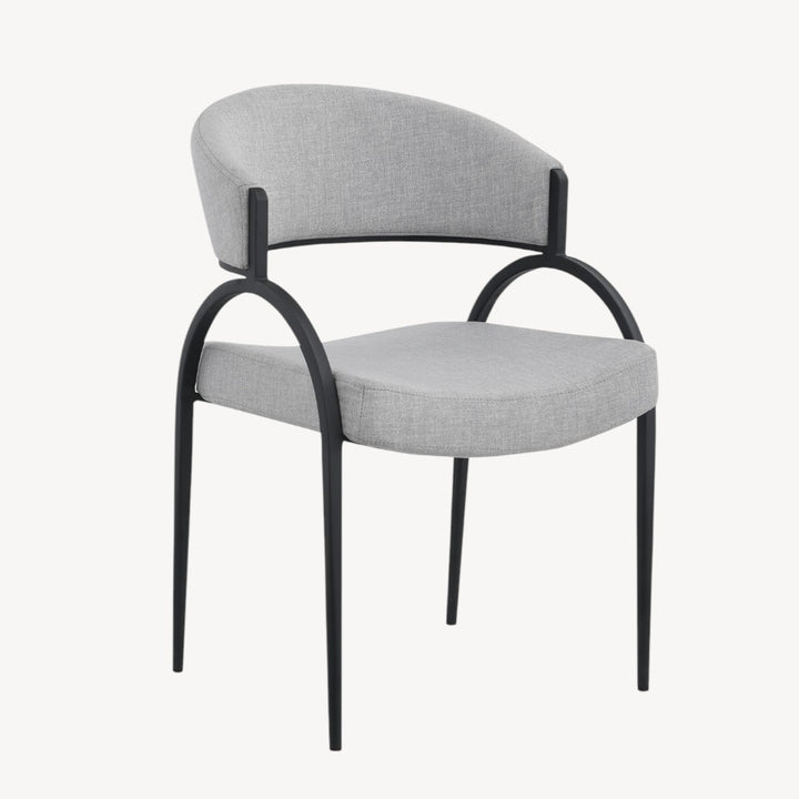 Havel Fabric Upholstered Dining Chair With Metal Frame (Set of 2) - Grey/ Black