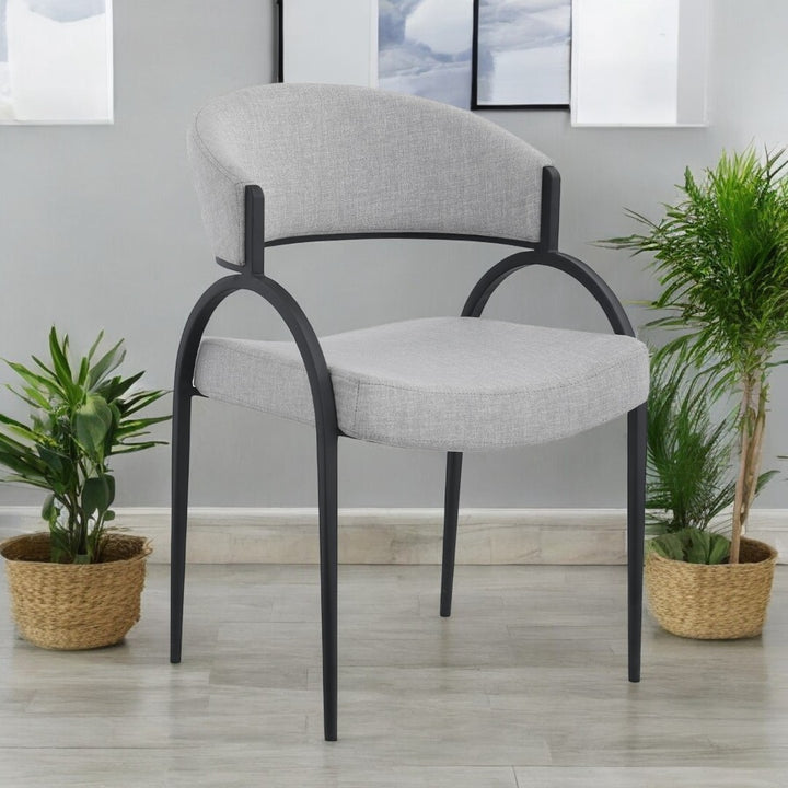 Havel Fabric Upholstered Dining Chair With Metal Frame (Set of 2) - Grey/ Black