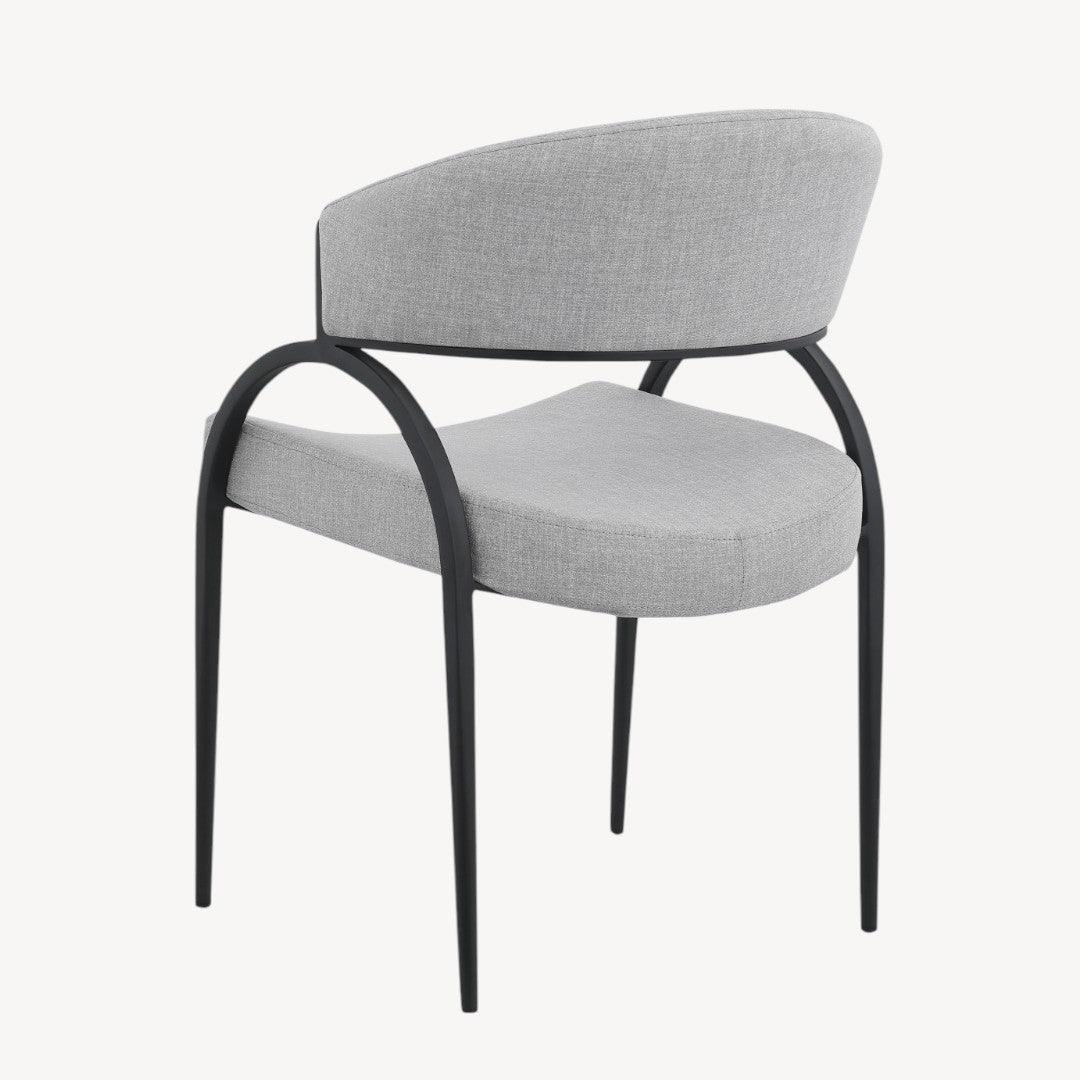 Havel Fabric Upholstered Dining Chair With Metal Frame (Set of 2) - Grey/ Black