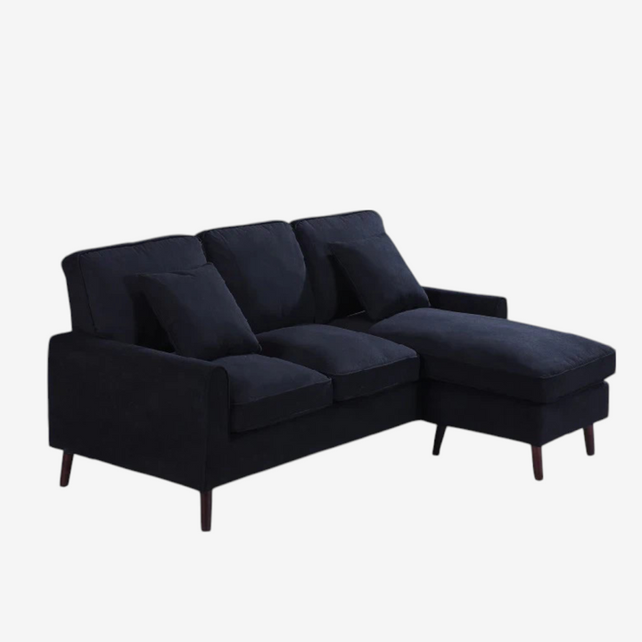 Amelia Fabric Upholstered Sectional Sofa With Reversible Chaise - Black