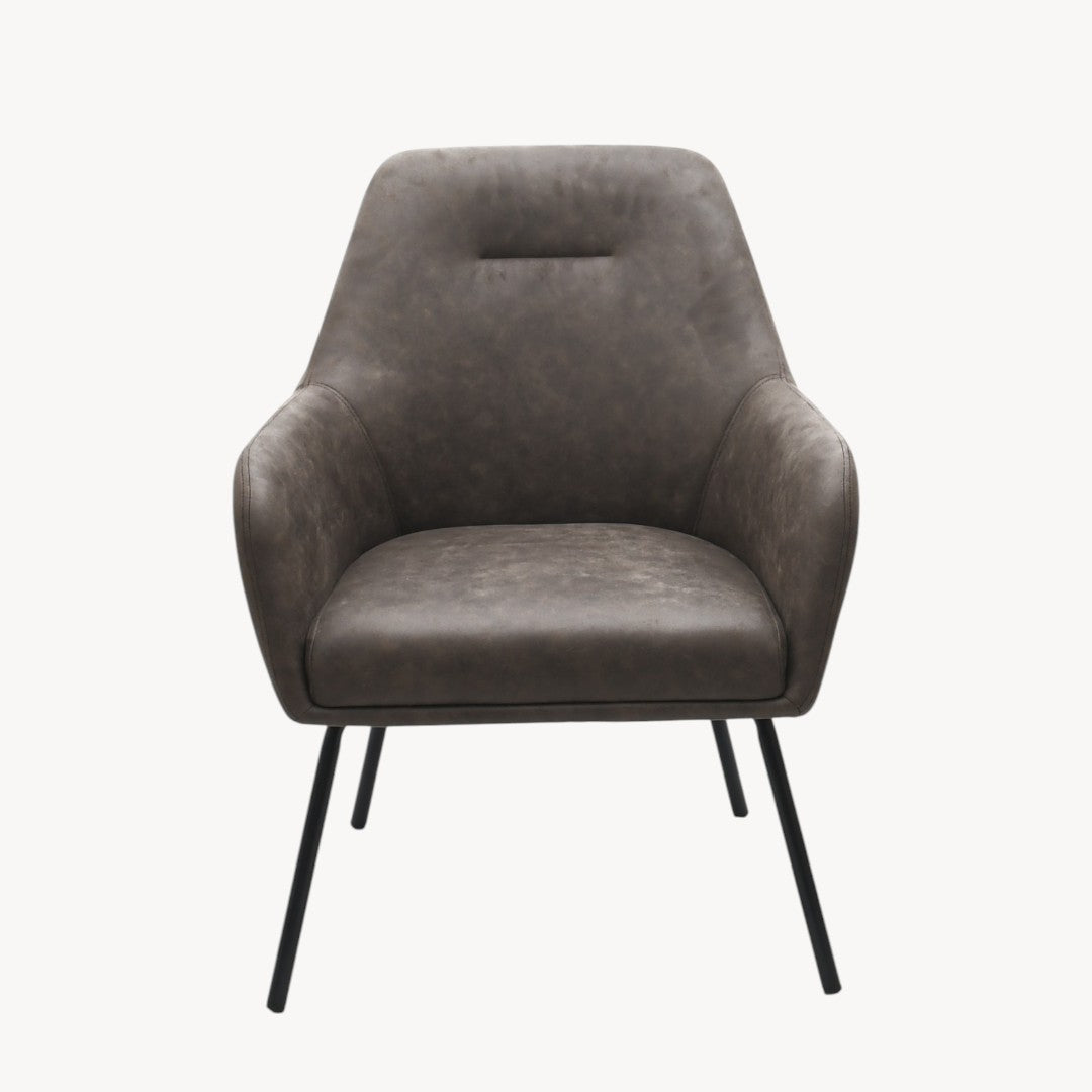 Lomax Fabric Upholstered Dining Chair With Metal Frame - Brown
