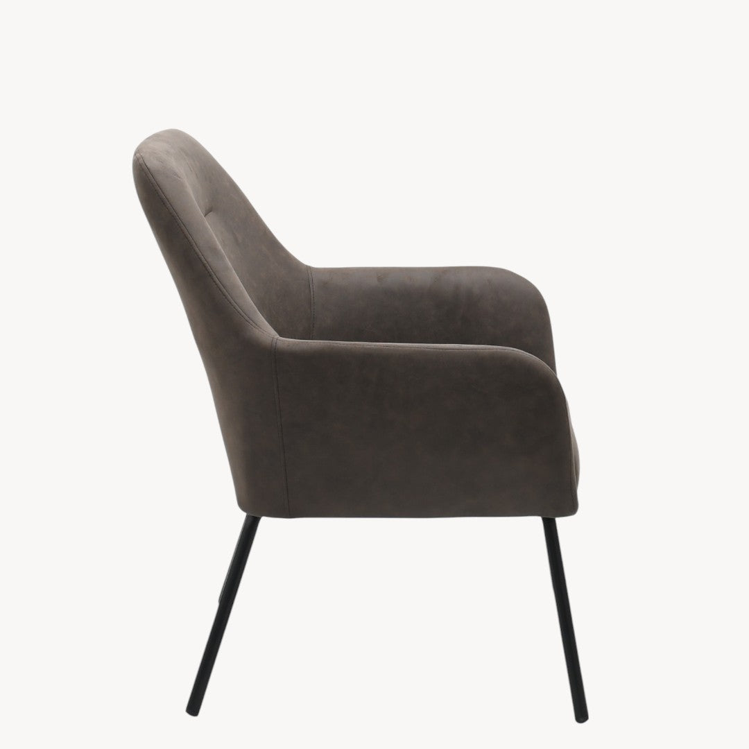 Lomax Fabric Upholstered Dining Chair With Metal Frame - Brown