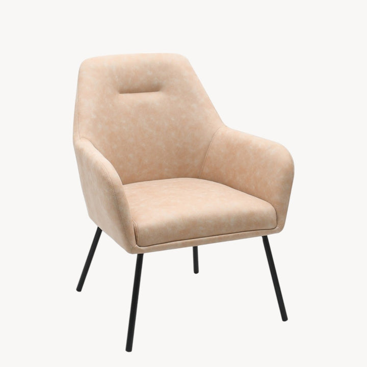 Lomax Fabric Upholstered Dining Chair With Metal Frame - Beige