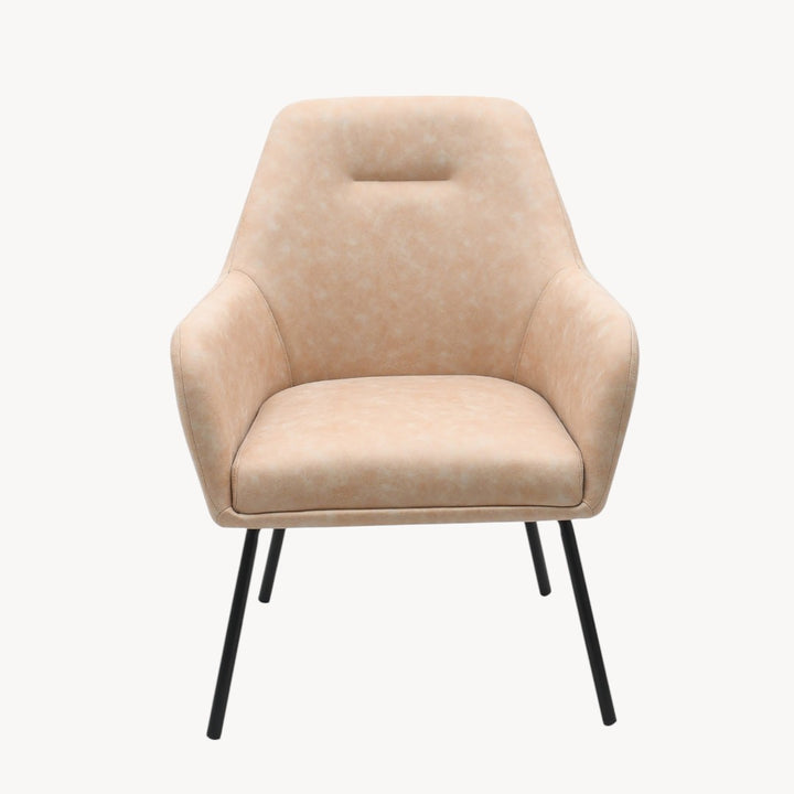 Lomax Fabric Upholstered Dining Chair With Metal Frame - Beige