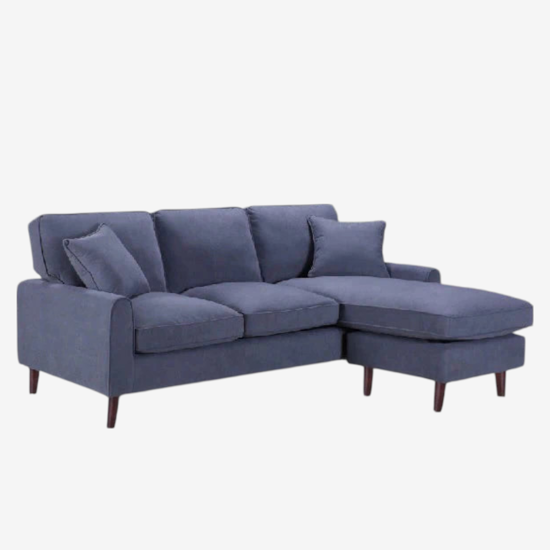 Amelia Fabric Upholstered Sectional Sofa With Reversible Chaise - Grey