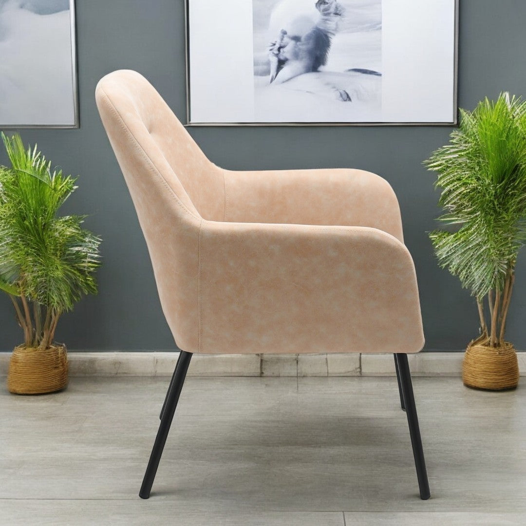 Lomax Fabric Upholstered Dining Chair With Metal Frame - Beige - Beige; Black - Room Setting