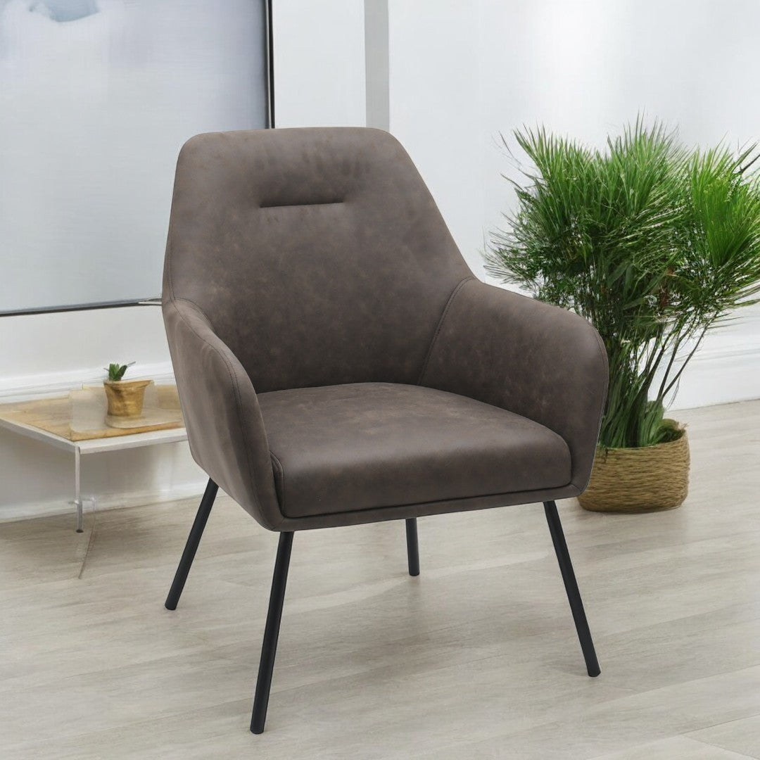 Lomax Fabric Upholstered Dining Chair With Metal Frame - Brown