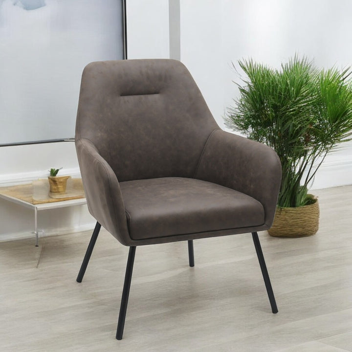 Lomax Fabric Upholstered Dining Chair With Metal Frame - Brown