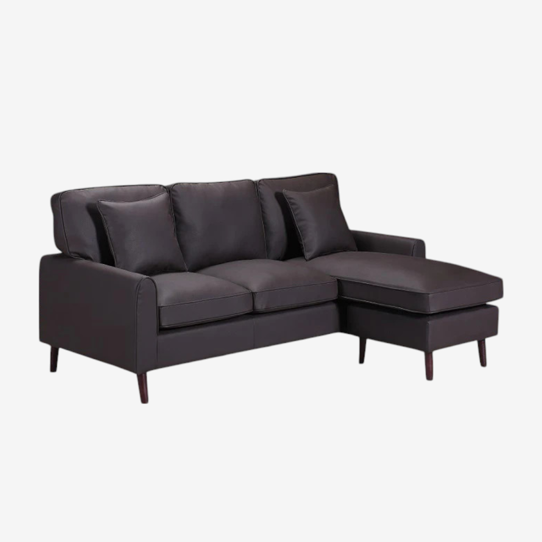 Amelia Leather Upholstered Sectional Sofa With Reversible Chaise - Brown