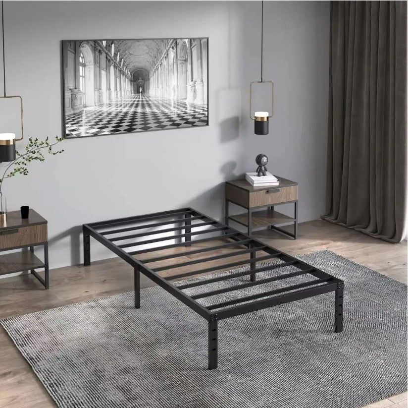Torenza Metallic Platform Bed Frame With Anti-Slip Support - Black | In-Store Purchase Only
