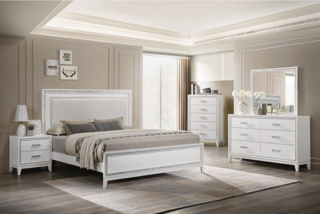 Ovia 8-Piece Bedroom Set - White | Stylish, Sturdy, Built-in LED Lights & Smart Storage Solution