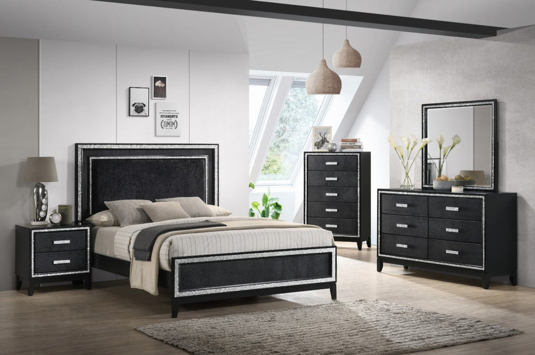 Ovia 8-Piece Bedroom Set - Black | Stylish, Sturdy, Built-in LED Lights & Smart Storage Solution