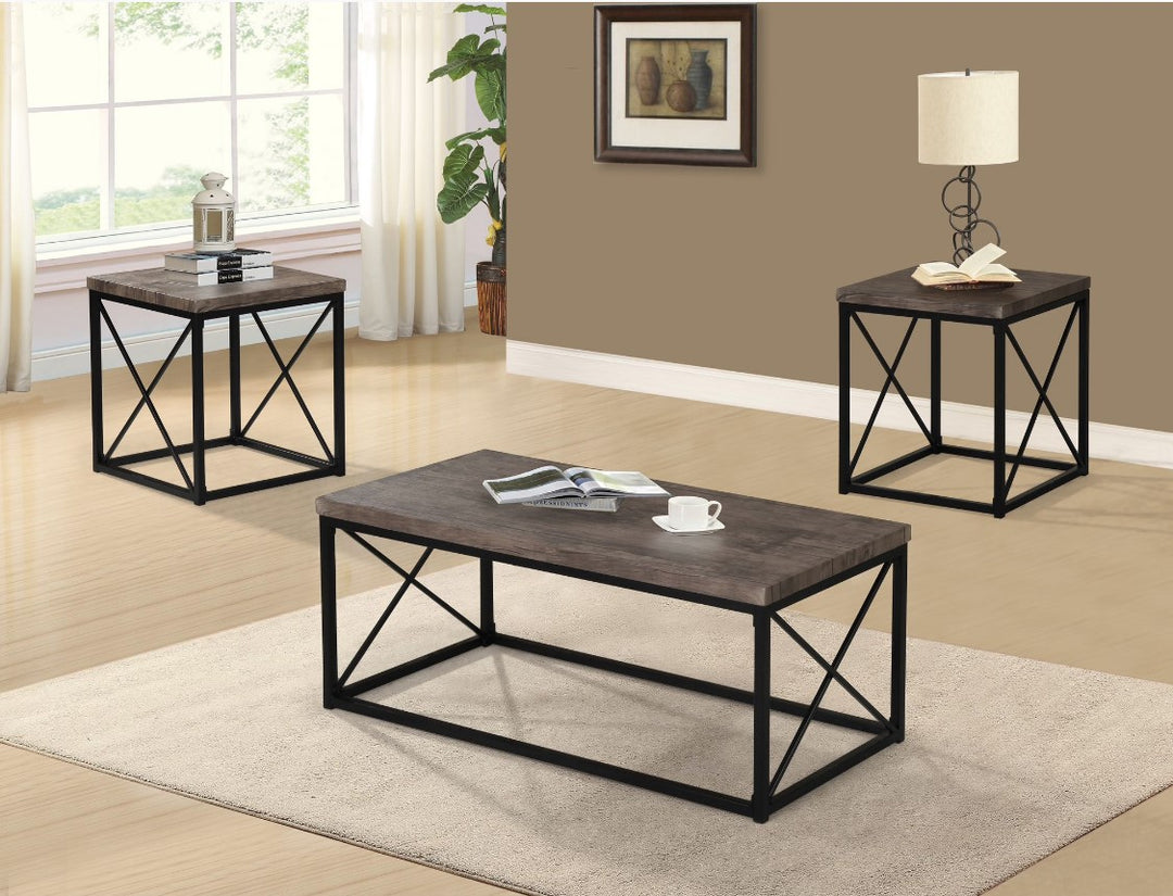 Venice 3-Piece Occasional Table Set - Grey/ Black