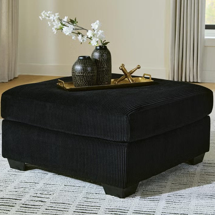 2420408 SimpleJoy Oversized Accent Ottoman In Fabric Upholstery - Onyx | Signature Design By Ashley