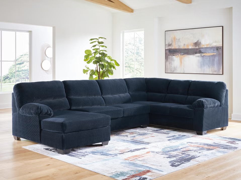 SimpleJoy 3-Piece Fabric Upholstered Sectional Sofa With Corner Chaise - Navy | Signature Design By Ashley
