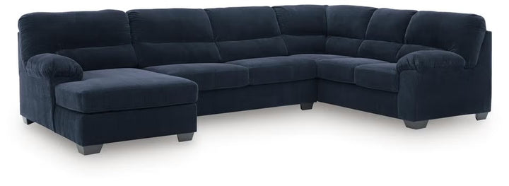 SimpleJoy 3-Piece Fabric Upholstered Sectional Sofa With Corner Chaise - Navy | Signature Design By Ashley