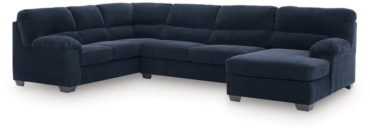 SimpleJoy 3-Piece Fabric Upholstered Sectional Sofa With Corner Chaise - Navy | Signature Design By Ashley