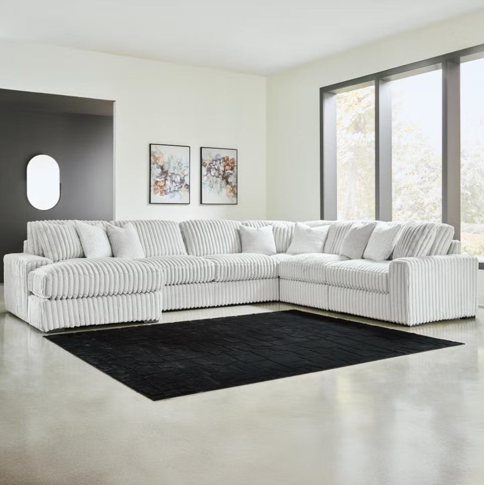 Stupendous 6-Piece Fabric Upholstered Sectional Sofa With Chaise - Alloy | Signature Design By Ashley