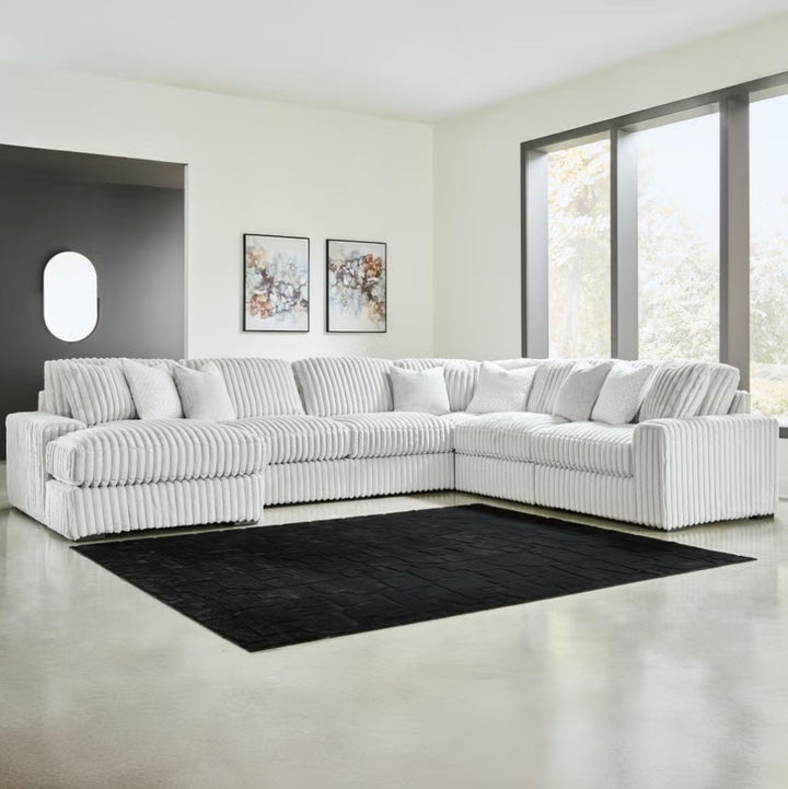 Stupendous 6-Piece Fabric Upholstered Sectional Sofa With Chaise - Alloy | Signature Design By Ashley
